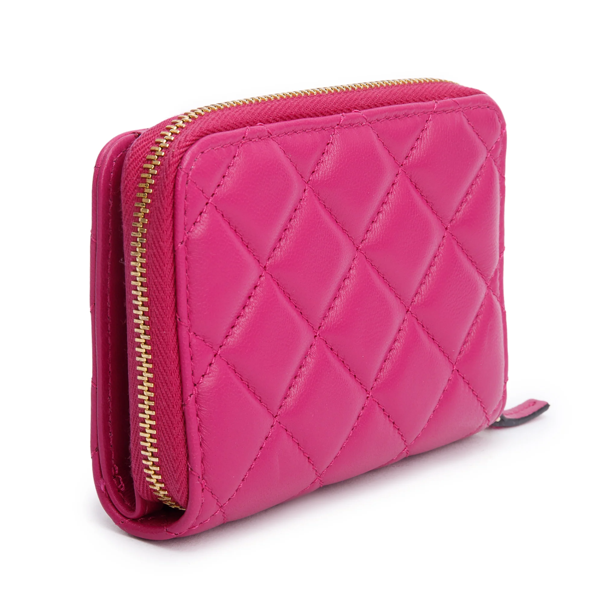 Versace Red Quilted Calfskin Leather Biggie Medusa Zip Around Compact Wallet w/ Box - Image 5