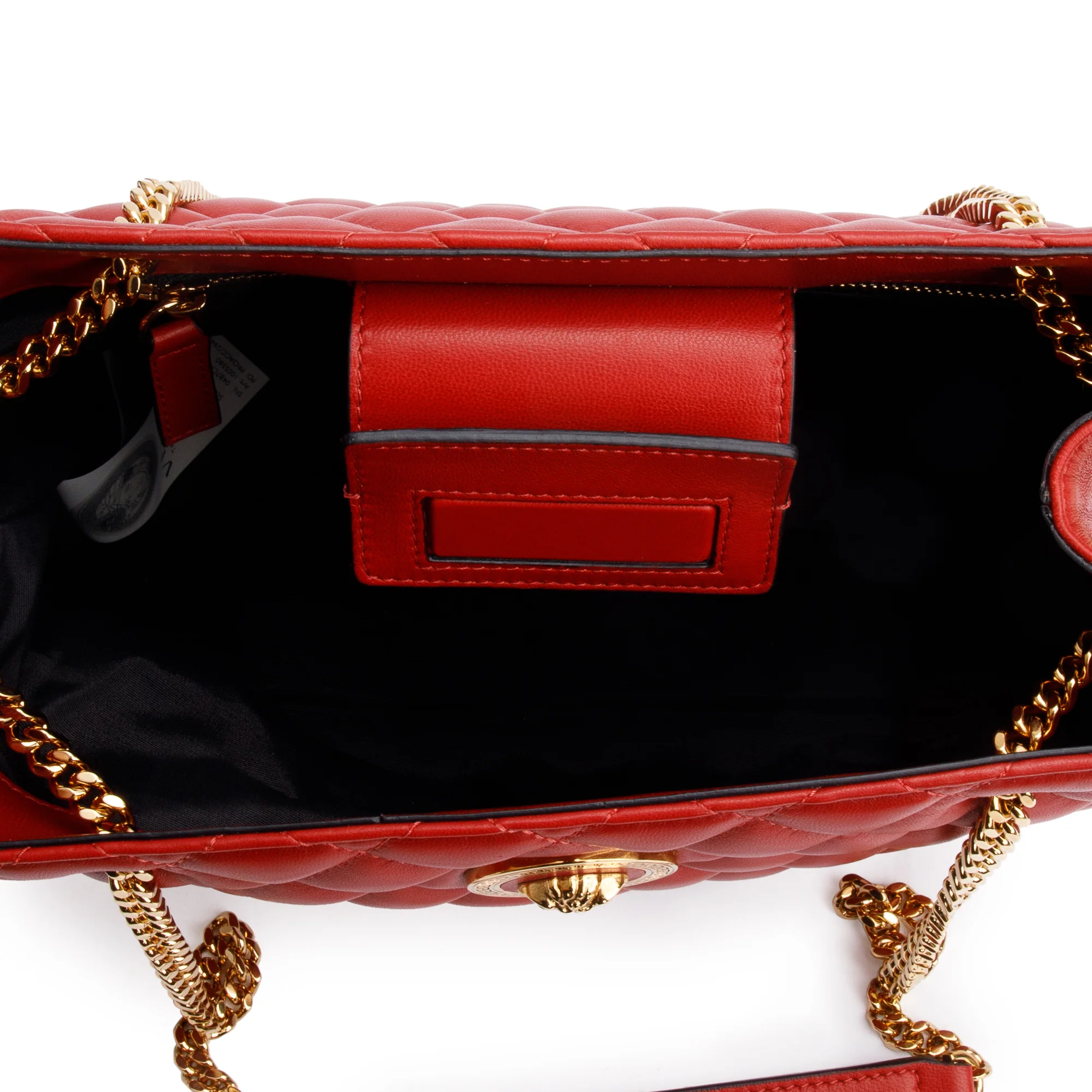 Versace Red Quilted Calfskin Leather Small La Medusa Tote Bag - Image 8