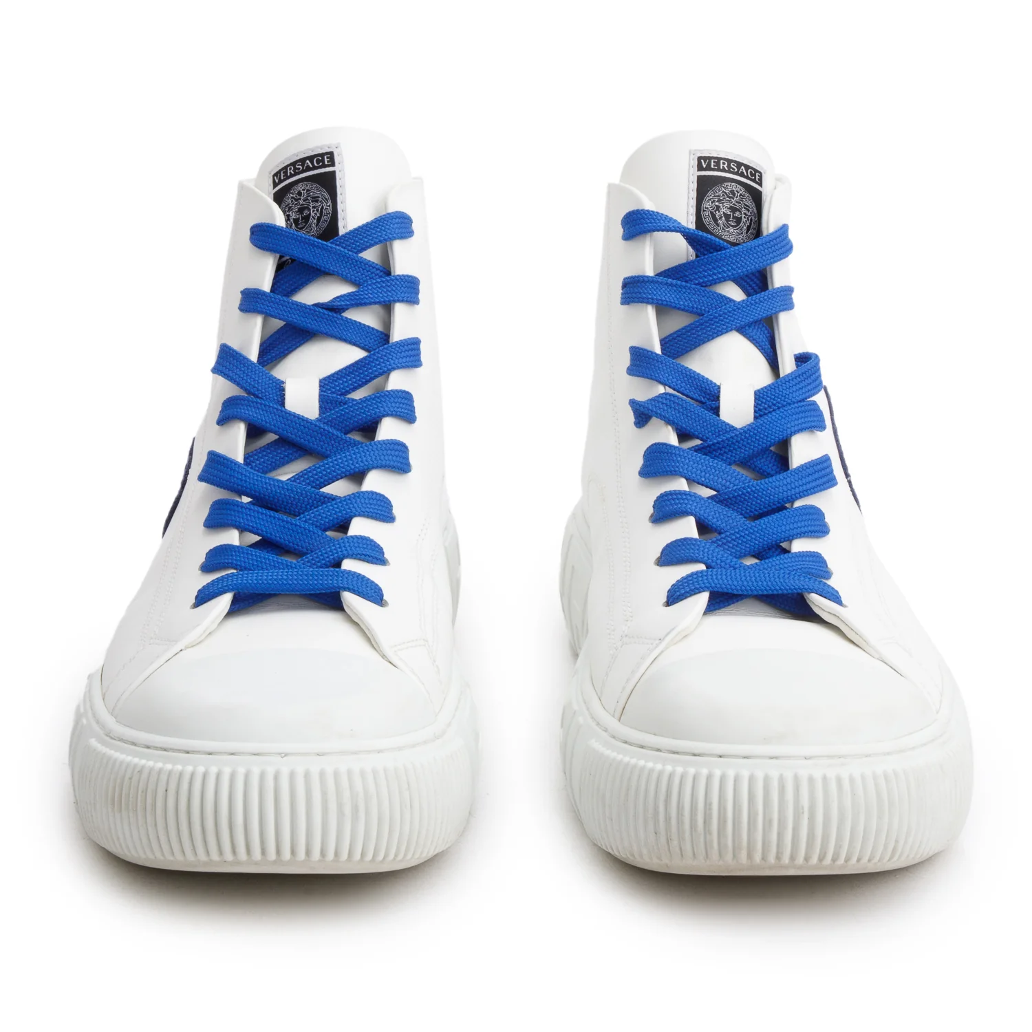 Versace White Greca Varisty High Top Sneakers, Men's Size 45
