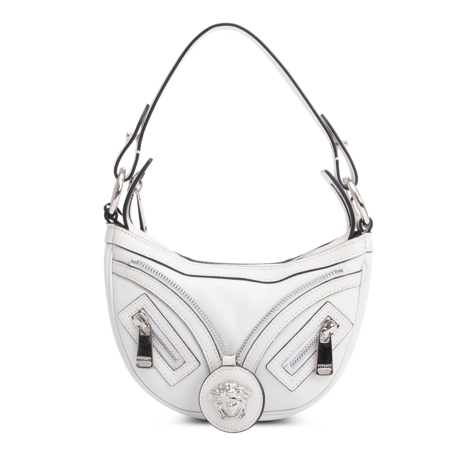 Versace White Leather Mini Repeat Hobo w/ Strap - Image 3